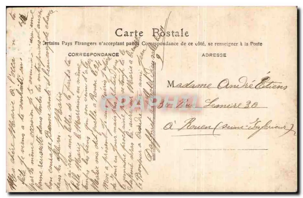 Frau in einem rosa Kleid mit Blumen — M.F. Paris — n°5 - Rückseite