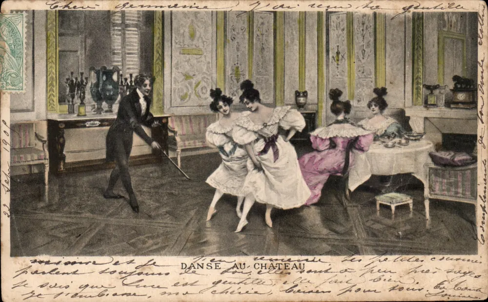 Dança no Castelo — cena de baile — editor anônimo, número de série não visível - Frente