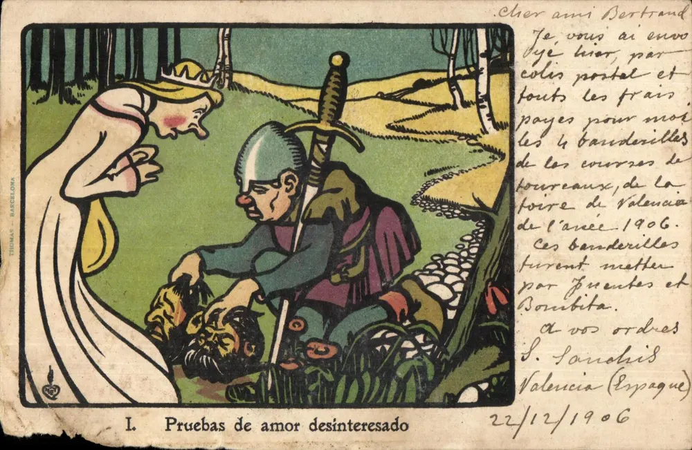 Pruebas de amor desinteresado — Szene eines Schmieds und einer jungen Frau — Éditeur THIAMS, BARCELONA, n° I - Vorderseite