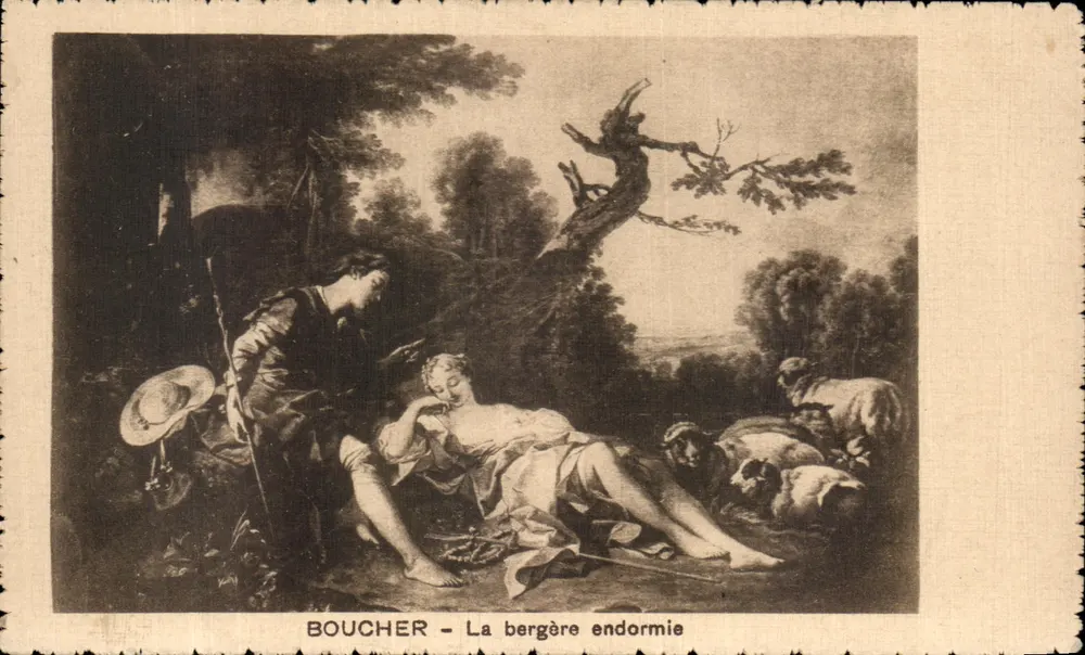 Boucher - A pastorinha adormecida — reprodução de arte — editor não identificado - Frente