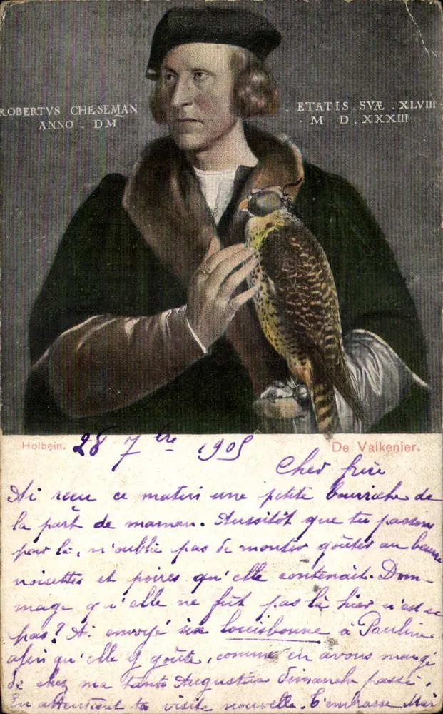 Robert Cheseman — Portrait mit Falken — Holbein, Verlag De Valkenier - Vorderseite
