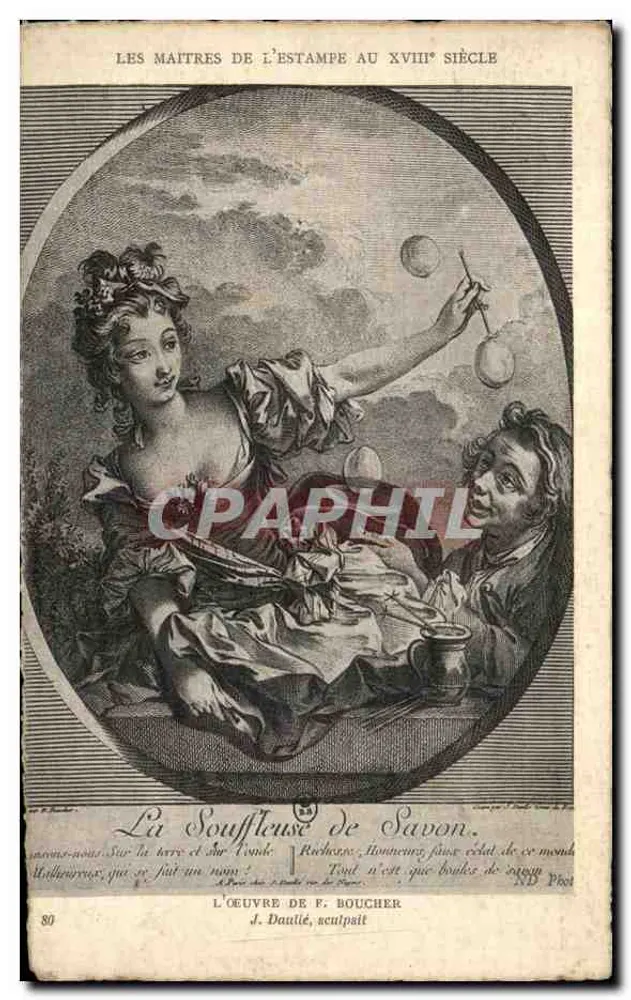 Die Seifenbläserin — Meister der Lithografie im 18. Jahrhundert — J. Daulié, Bildhauer - Vorderseite