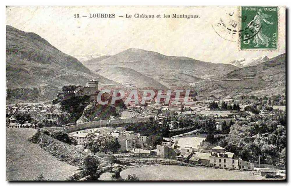Lourdes — Schloss und Berge — CPHAPHIL - Vorderseite