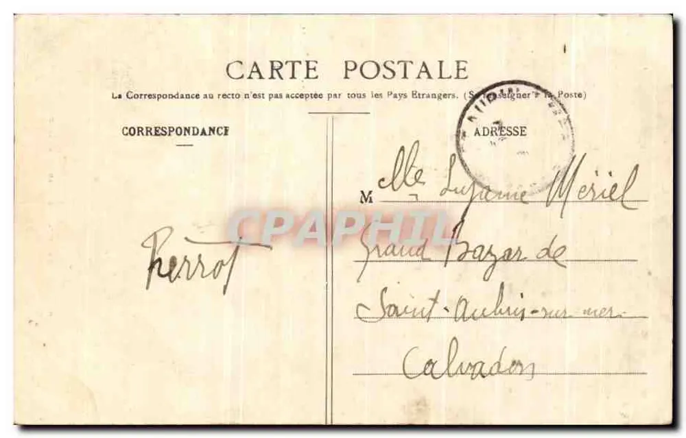 Castelo de Anet - A Câmara de Diane — editor não visível, número de série ilegível - Verso