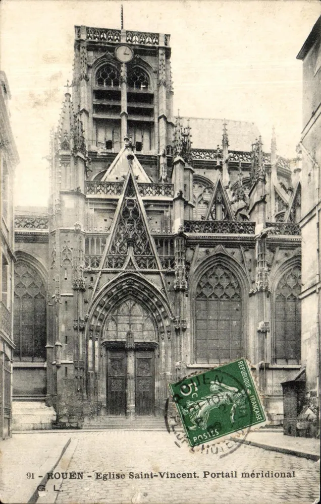 Rouen — Église Saint-Vincent. Portail méridional — G.L. n°91 - Vorderseite