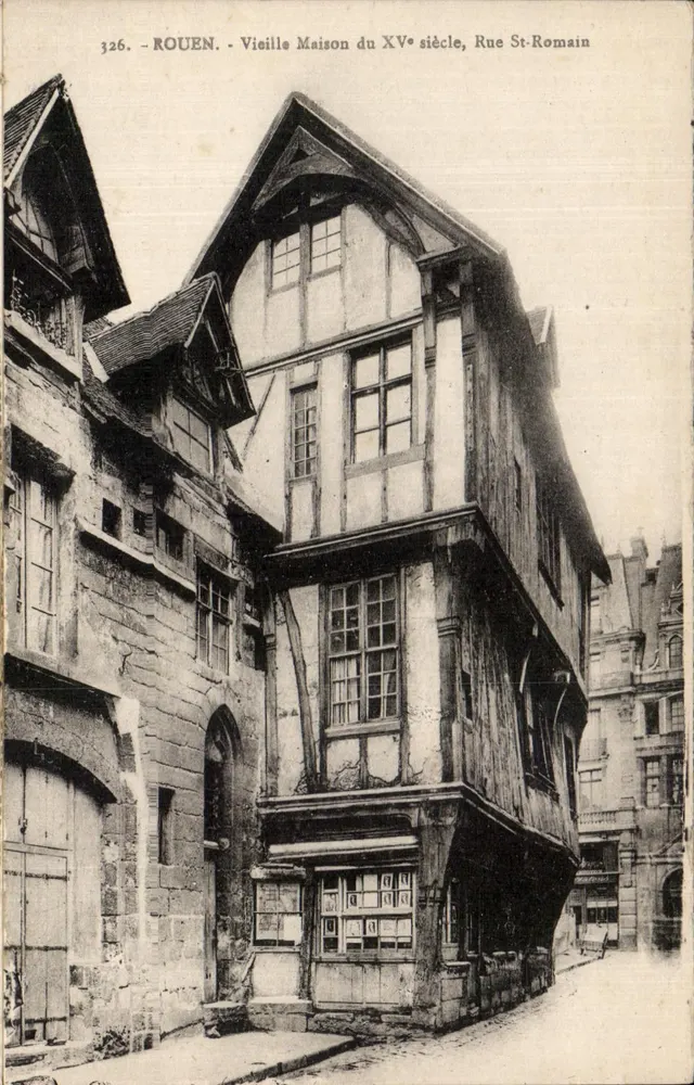Rouen - Altes Haus aus dem 15. Jahrhundert, Rue St-Romain — Verleger La Cigogne, n° 326 - Vorderseite