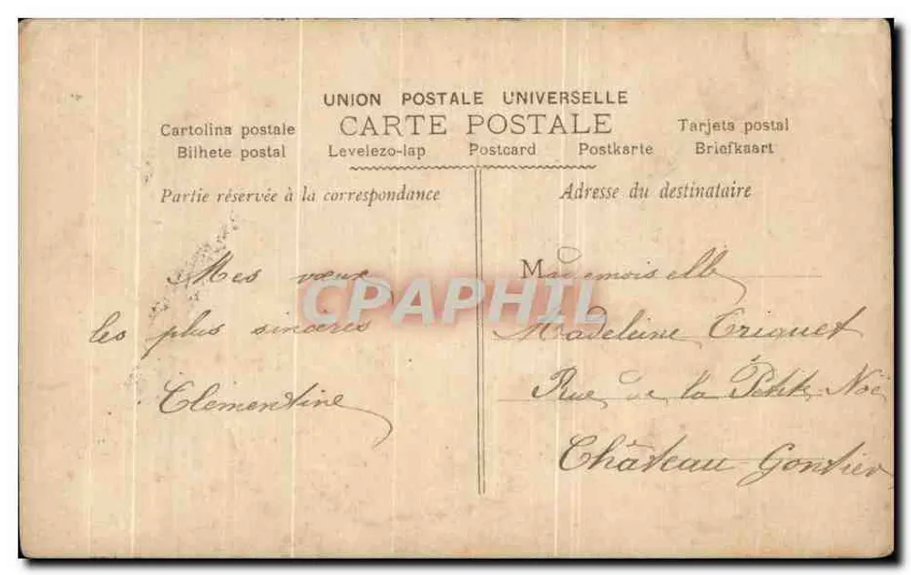 Frau im floralen Kleid — Frohe Geburtstagskarte — Union Postale Universelle - Rückseite