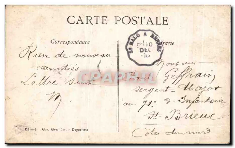 Liebespaar — Mohnblumenstrauß — Verlag A.R.S. n° 402/2 - Rückseite