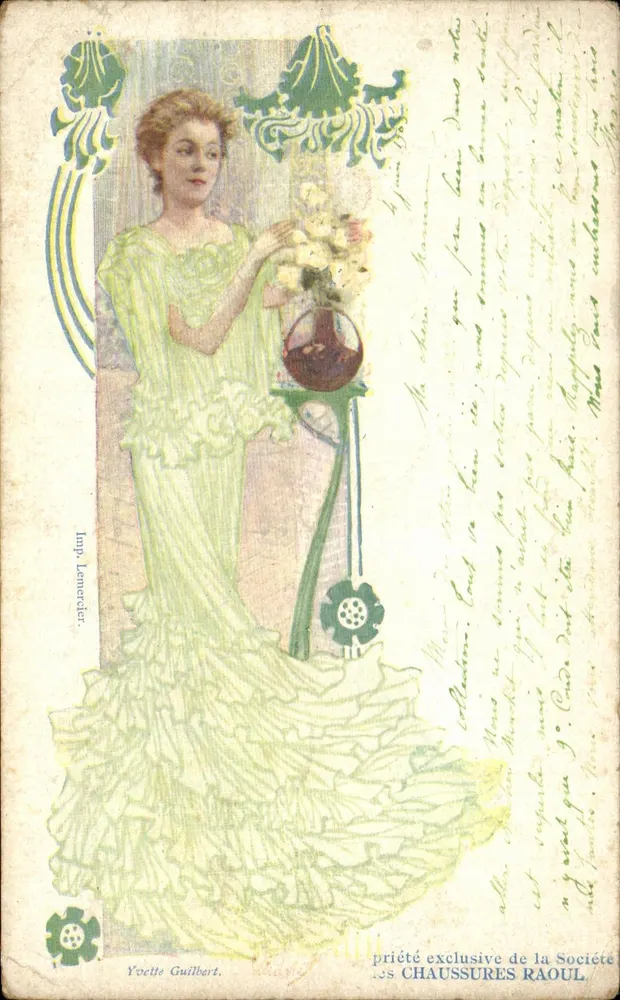 Femme en robe de style Art Nouveau — illustration de Yoclette Guilbert — éditeur Imp. Lenoir-Clér. n° 103 - Vorderseite