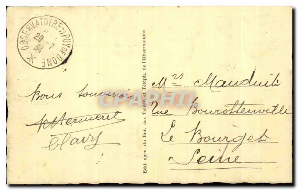 Il Puy de Dôme (1467 m d'alt.) visto da nord — Cliché Plazanet — n° 83 - Verso