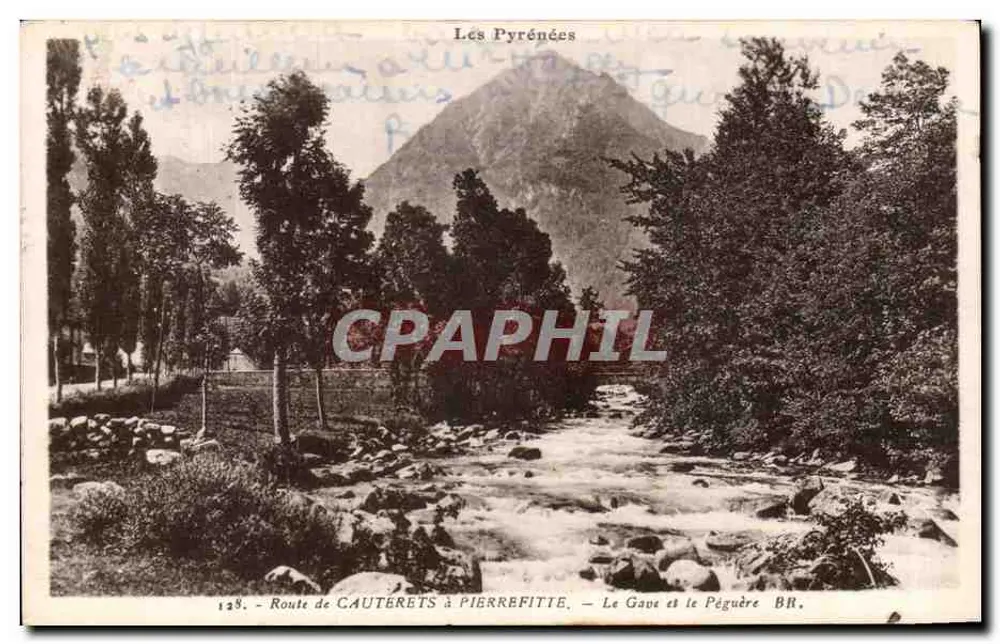Die Pyrenäen — Straße von CAUTÉRETS nach PIERREFITTE — Der Gave und der Péguère BR. - Vorderseite