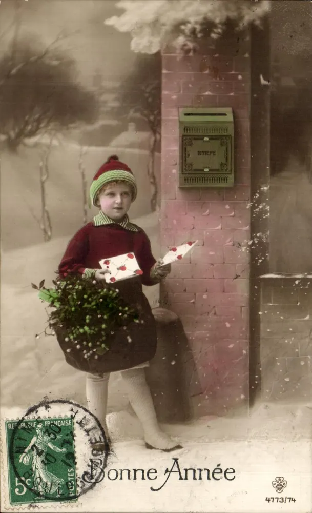 Kind met kerstkrans — Goed jaar — Anonieme uitgever, n° 4773/74 - Voorkant
