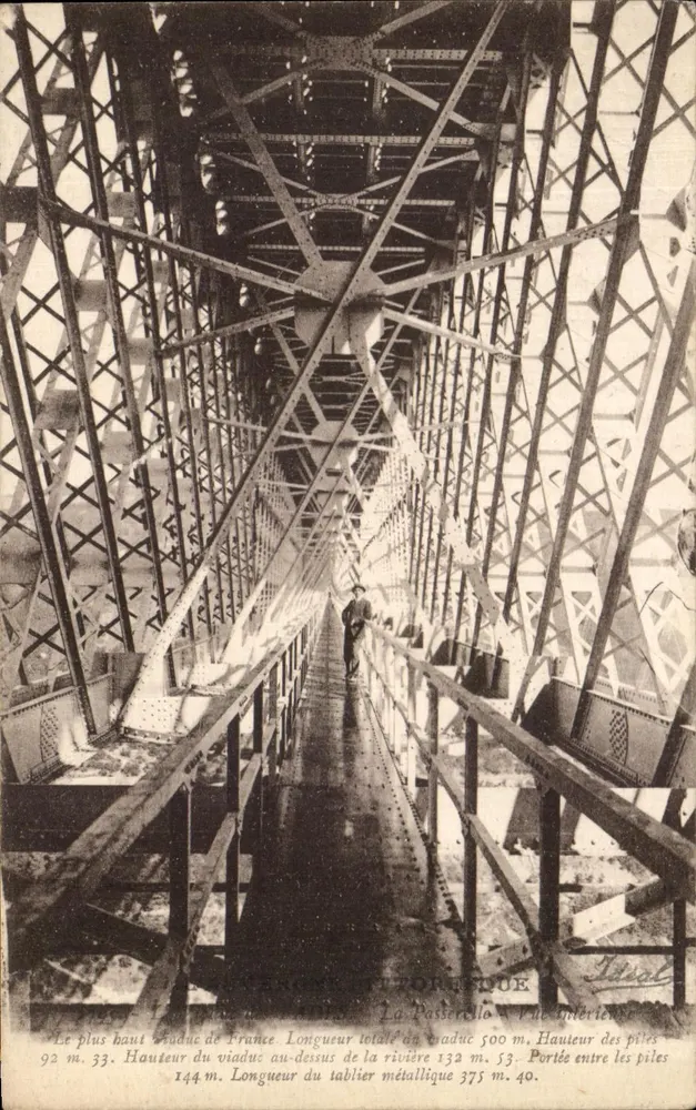 Le Viaduc de Saint-Germain-l'Allier — Vue intérieure du tablier métallique — Éditeur Idéal - Frente