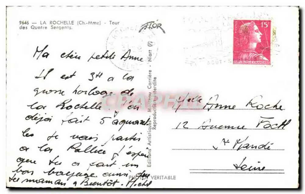 La Rochelle — Turm der Vier Sergeanten — Editions Artisitiques Flor - Rückseite