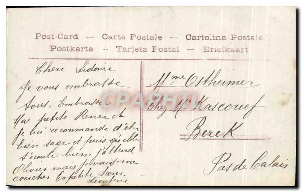 Frau am Telegraphenamt — 'Per Telegramm, ein Kuss' — unbekannter Verleger, n° 4222 - Rückseite