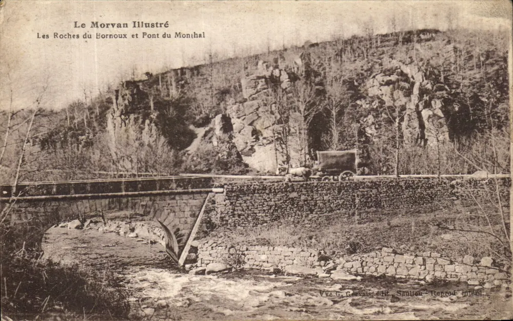 Die Bornoux-Felsen und die Brücke von Monihal — Der illustrierte Morvan — Vve G. Gervais, Verlag Saulieu - Vorderseite