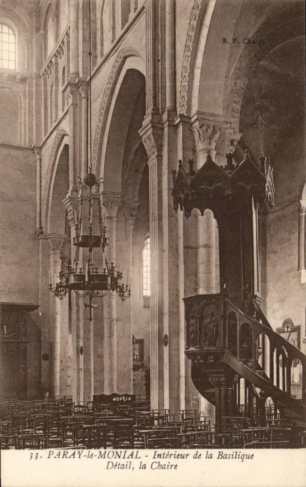 Paray-le-Monial — Innenansicht der Basilika, Detail der Bank — B. P. Chalon, n°33 - Vorderseite