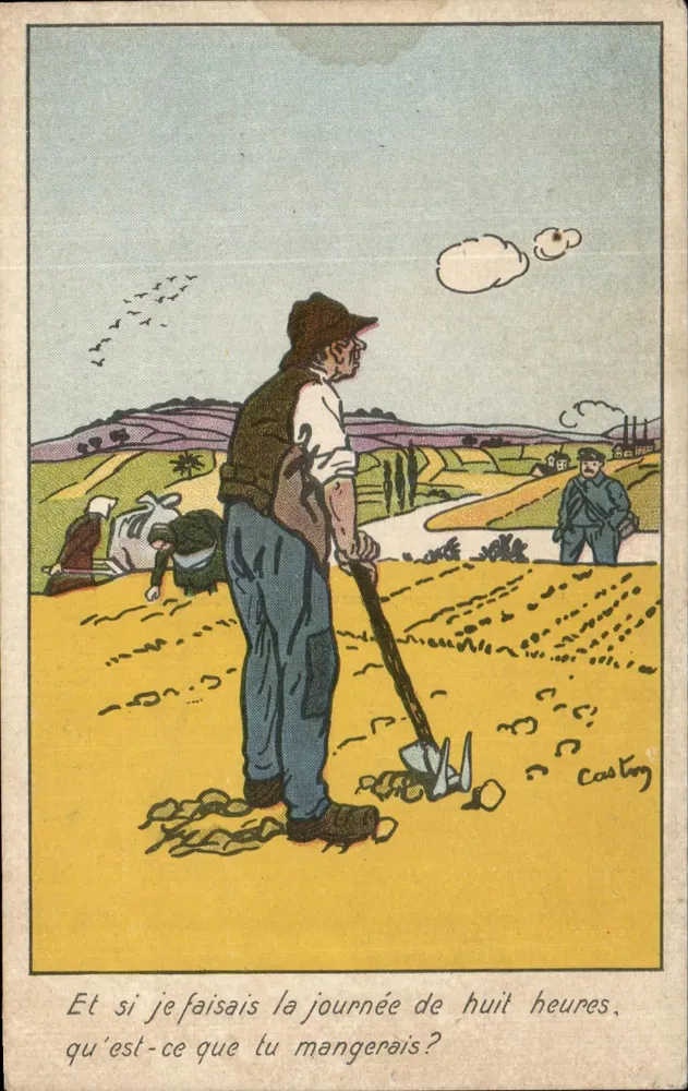 Landarbeiter — Sozialkarikatur — Castong, Imp. H. Chachoin Paris, Visé N° 17.231 - Vorderseite