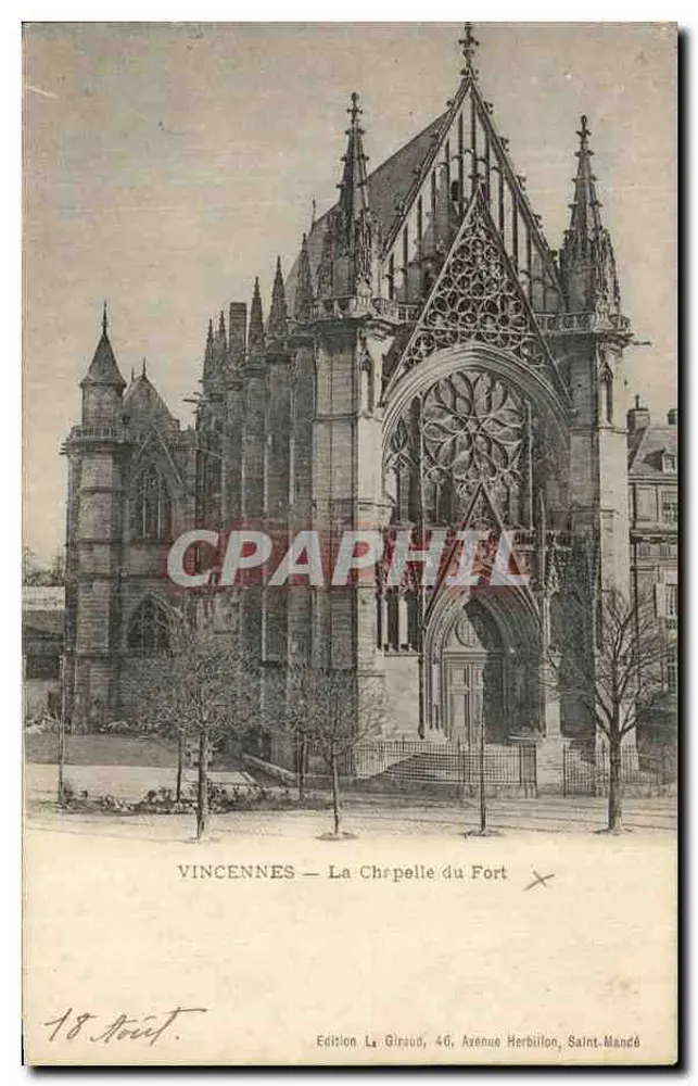 Vincennes — A Capela do Forte — Edição La Giraud, 46, Avenida Herbillion, Saint-Mandé - Frente