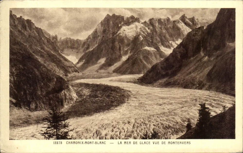 Chamonix-Mont-Blanc — Die Mer de Glace aus Sicht von Montenvers — n° 12878 - Vorderseite