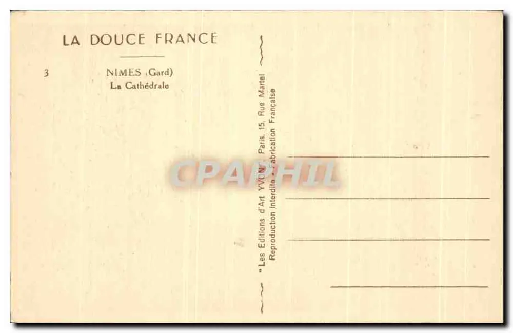 Nîmes (Gard) — A Catedral — Éditions d'Art Martel - Verso