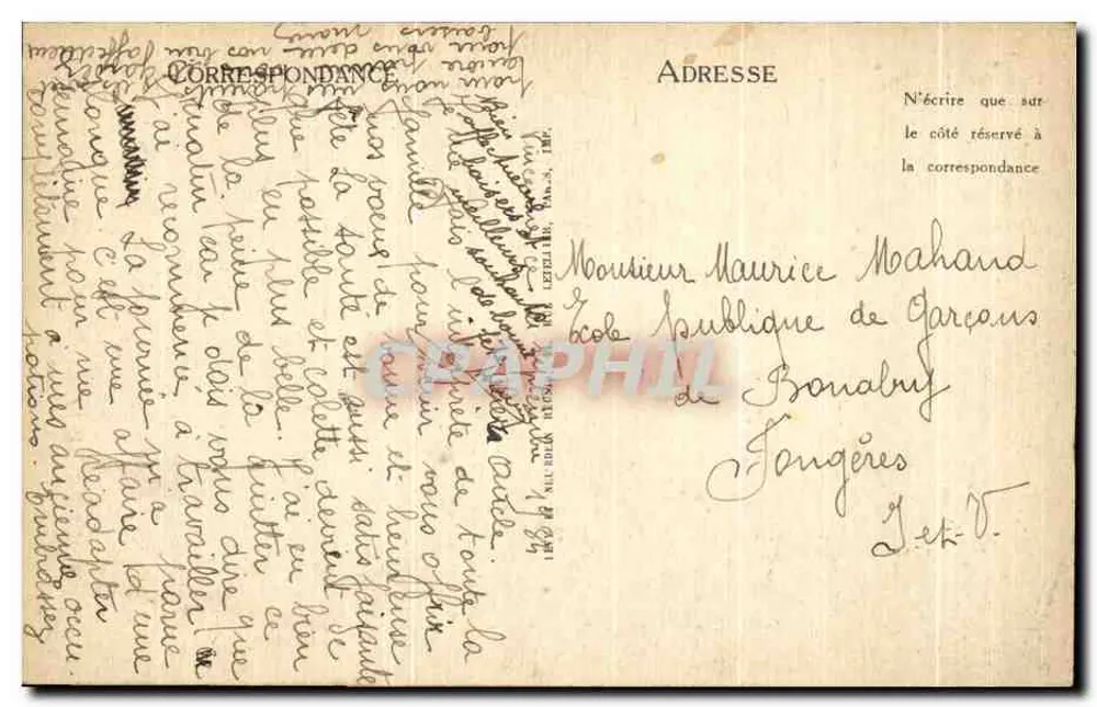 O Bois de Vincennes — Cachoeira do Lago Daumesnil — LL. — Editor LL, n° 93 - Verso