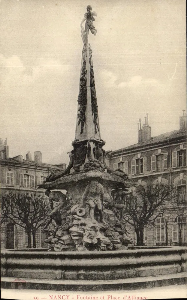 Nancy — Fontaine et Place d'Alliance — éditeur imprimeur non visible, n° 59 - Frente