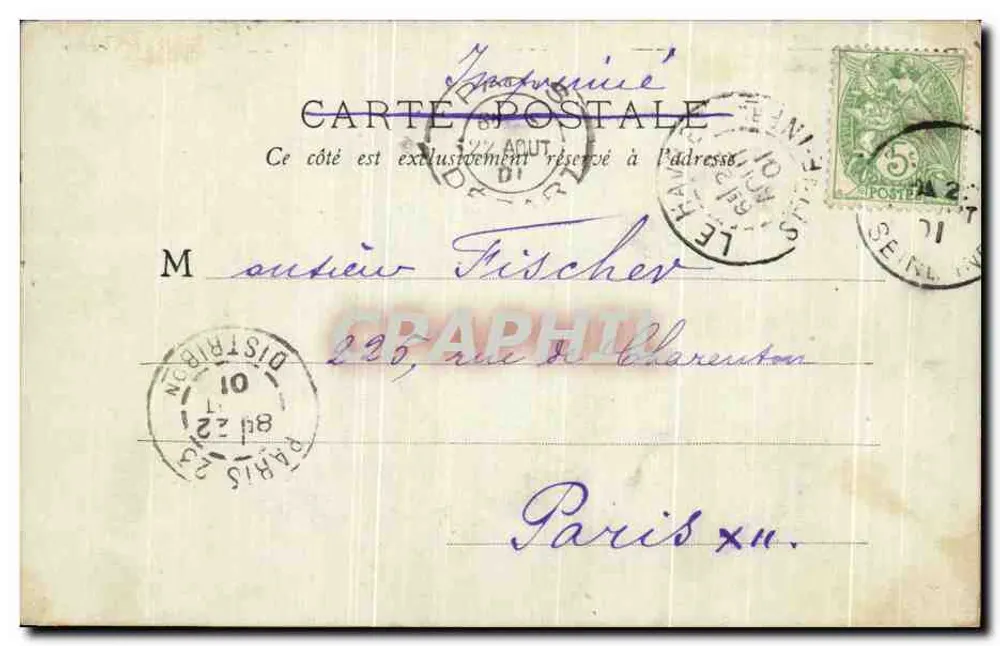 Le Havre — Hotel de Ville — B.F. Paris - Verso