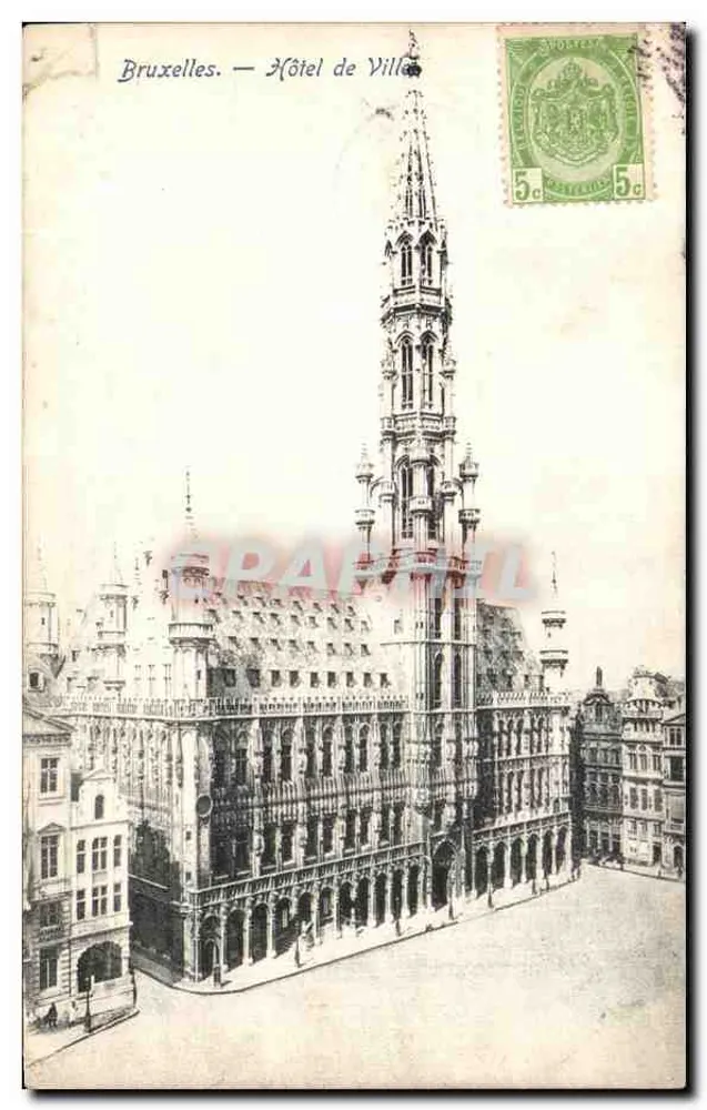 Bruxelles — Hôtel de Ville — éditeur M. Macovici, Pl. Martyra, Bruxelles - Frente