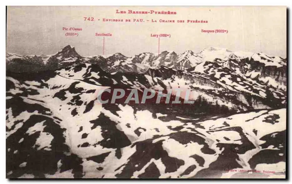 Die Basses-Pyrénées — Um PAU — Die Pyrenäen-Kette — Nr. 742 - Vorderseite