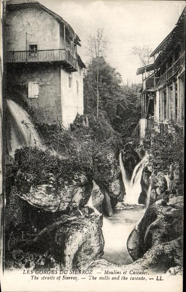 Die Schluchten des Sierroz — Mühle und Wasserfälle — LL. - Vorderseite