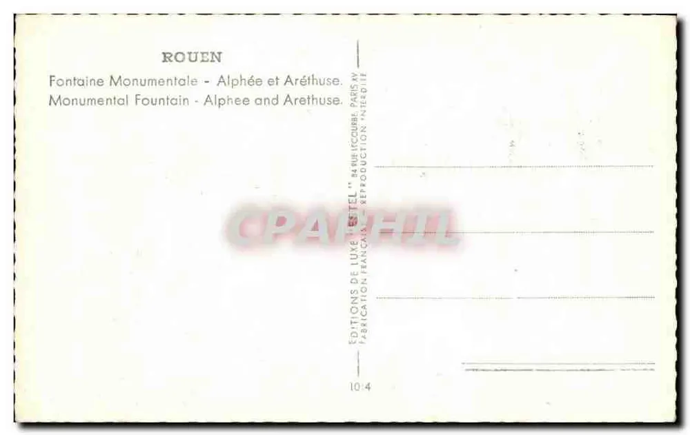Rouen — Fuente Monumental de Alfeo y Arethusa — Editor Estel, n°10:4 - Reverso