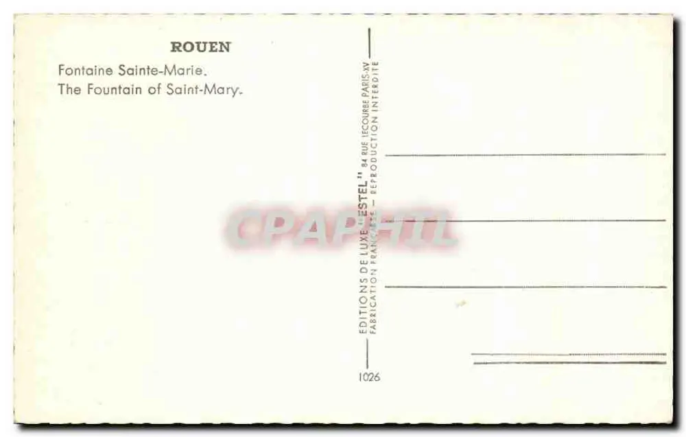 Fuente Santa María — Rouen — Editor Estel, n°1026 - Reverso