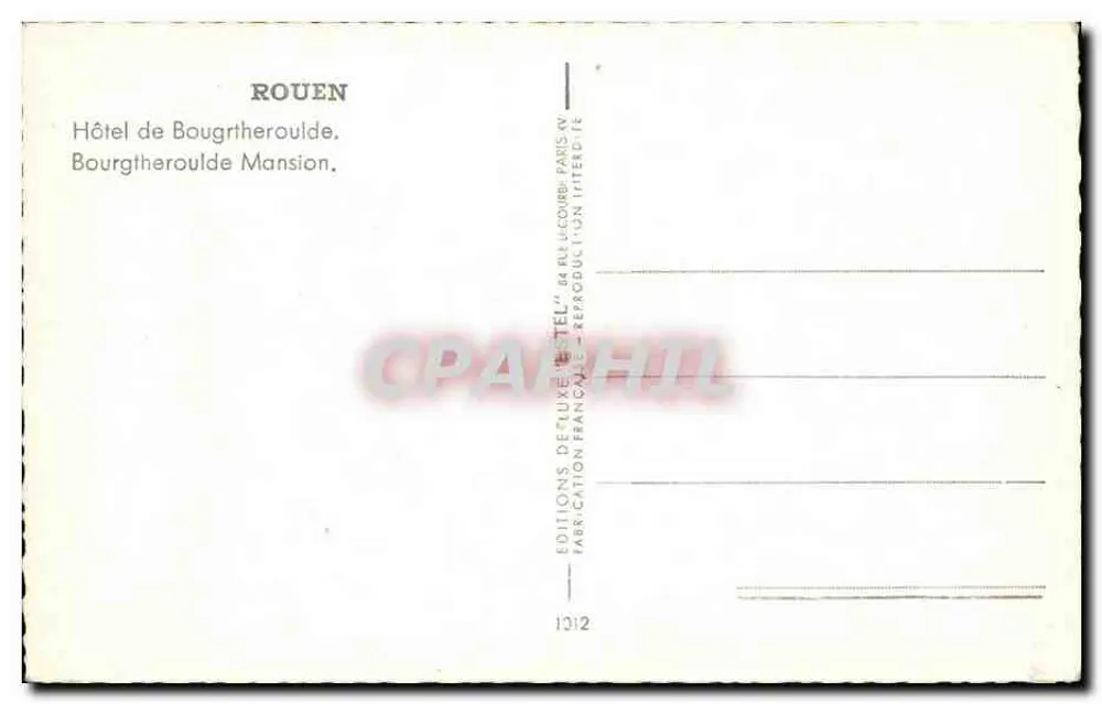 Rouen — Hotel de Bourgtheroulde — Editor Estel, n°1312 - Verso