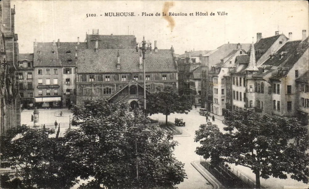 Mulhouse - Place de la Réunion und Rathaus — Verlag La Cigogne, Straßburg - Vorderseite