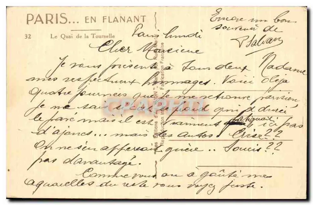 Notre-Dame de Paris — Ansicht vom Quai de la Tournelle — Verlag V. Dony, Nr. 32 - Rückseite