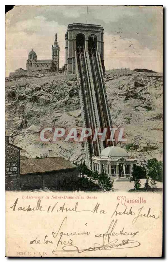 L'Ascenseur de Notre-Dame de la Garde — Marseille — éditeur CACAD VAN HOUTEN - Vorderseite
