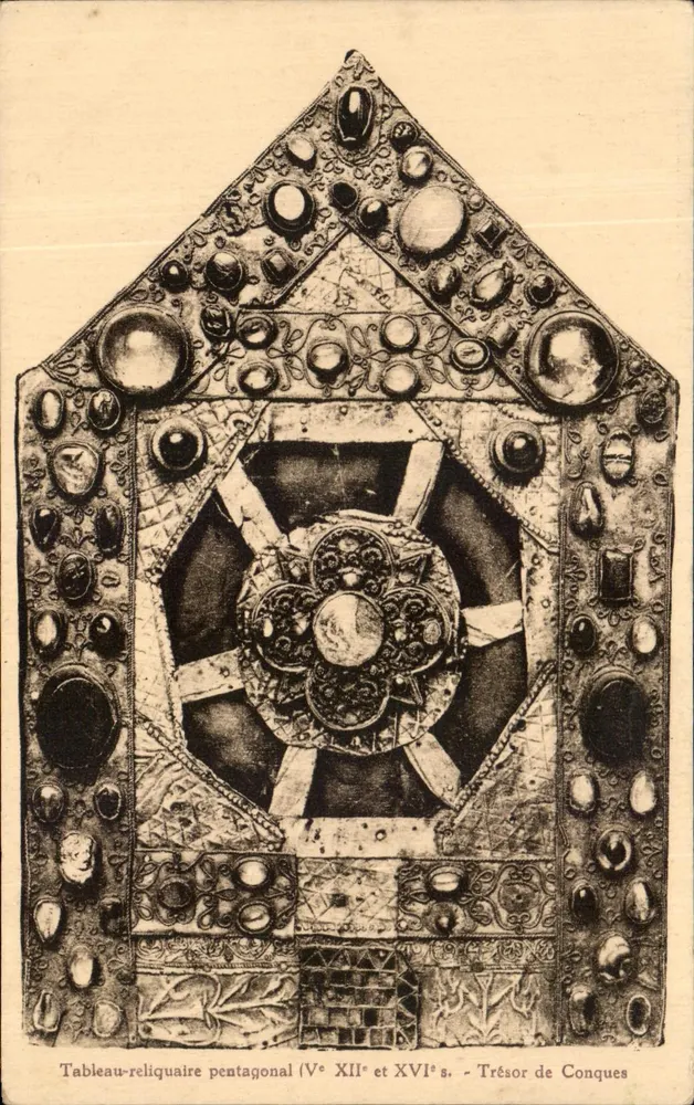 Quadro-reliquário pentagonal — Vᵉ XIIᵉ e XVIᵉ s. — Tesouro de Conques - Frente