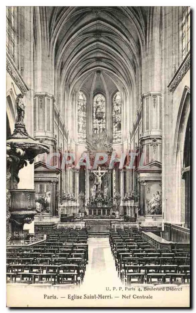 Paris — Igreja de Saint-Merri — Nef Central — U.P.P. Paris, Boulevard Diderot - Frente