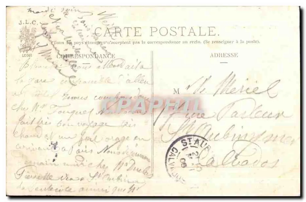 Paris - L'Île de la Cité — vue aérienne avec la cathédrale Notre-Dame et le fleuve, éditeur J. L. C. - Verso