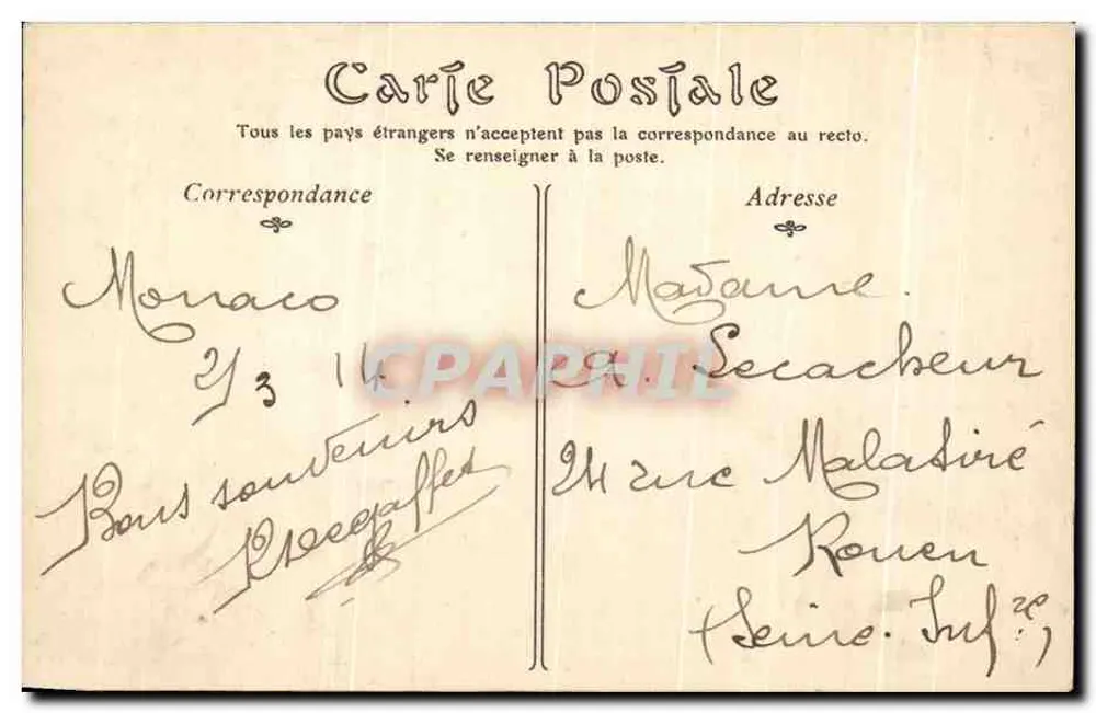 Monte-Carlo — Avenida dos Palmeiras — Editor não visível - Verso