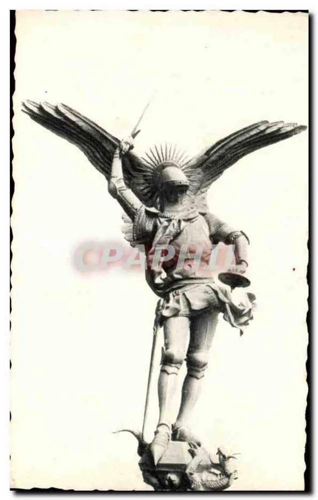 Statue des Heiligen Michael — Abtei Mont Saint-Michel — von Frémiet — veröffentlicht von Arts Photographiques - Vorderseite