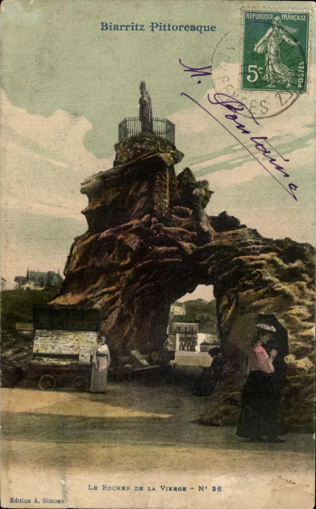 Biarritz Pittoresque — O Rocha da Virgem — Edição A. Simons, N° 26 - Frente