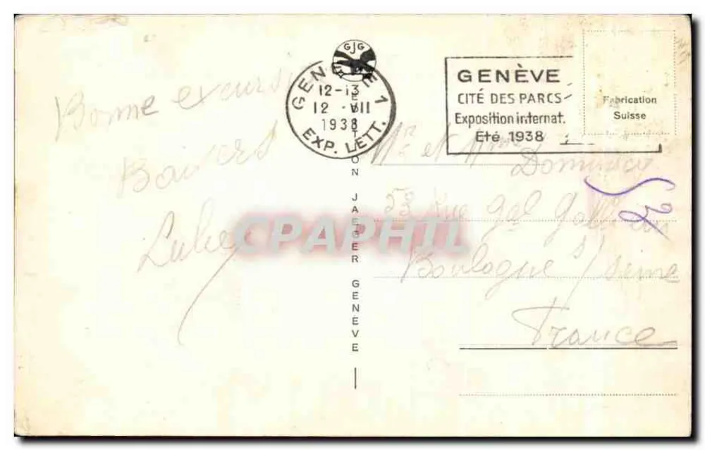 Genf. Der Hafen, der Jet d'Eau und der Mont-Blanc — unbekannter Verlag, Nr. 6017 - Rückseite