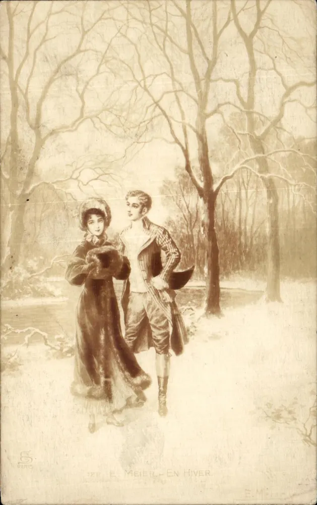 Ein Paar spaziert im Winter — E. Meier — Paris - Vorderseite