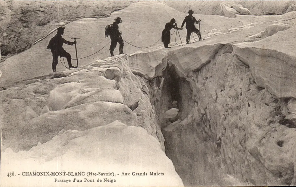 Überquerung eines Schneepfades — Bei den Grands Mulets — L. Faurez, Verlag, Annemasse (Hte-Savoie) n°458 - Vorderseite