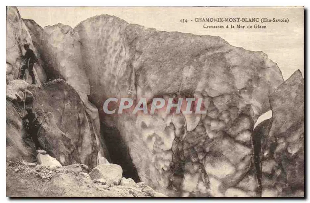 Chamonix-Mont-Blanc (Haute-Savoie) — Risse am Mer de Glace — Verlag L. Fauraz, Nr. 454 - Vorderseite