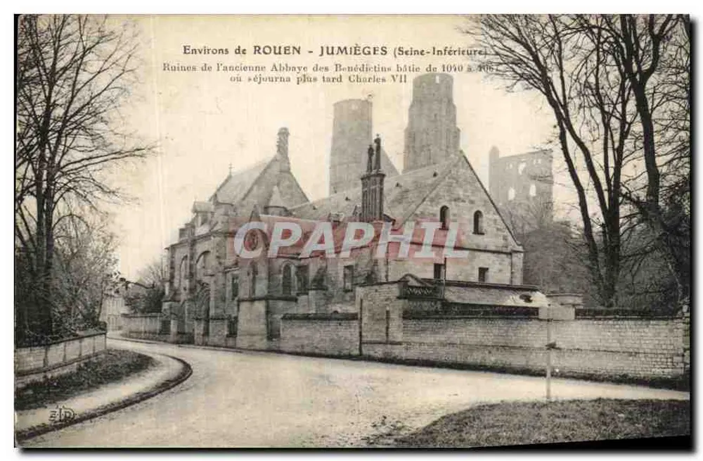 Ruinen der alten Benediktinerabtei von Jumièges — Umgebung von Rouen — unbekannter Verlag - Vorderseite