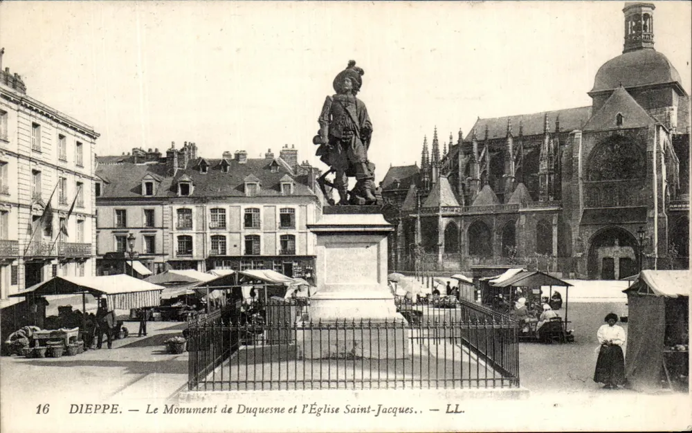 Dieppe — Le Monument de Duquesne et l'Église Saint-Jacques — LL. n°16 - Recto