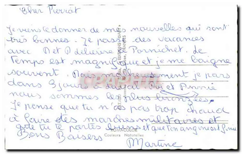 PORNICHET — Lembrete — Edições ROMACOLOR, N° 103 - Verso